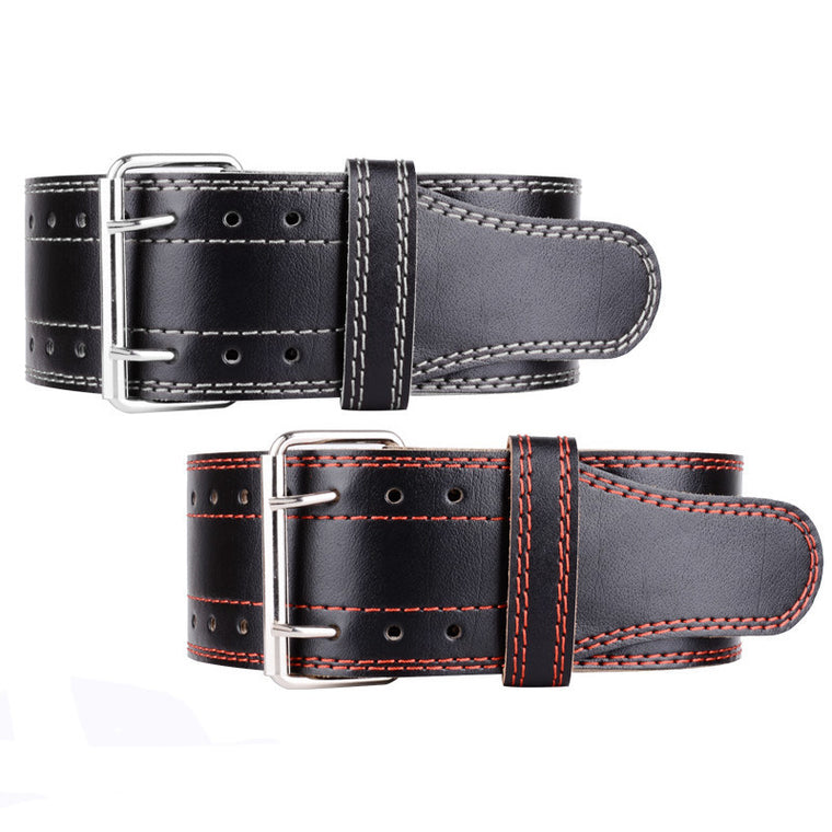 Double Breasted Cowhide Sports Waist Support Weight Lifting Belt